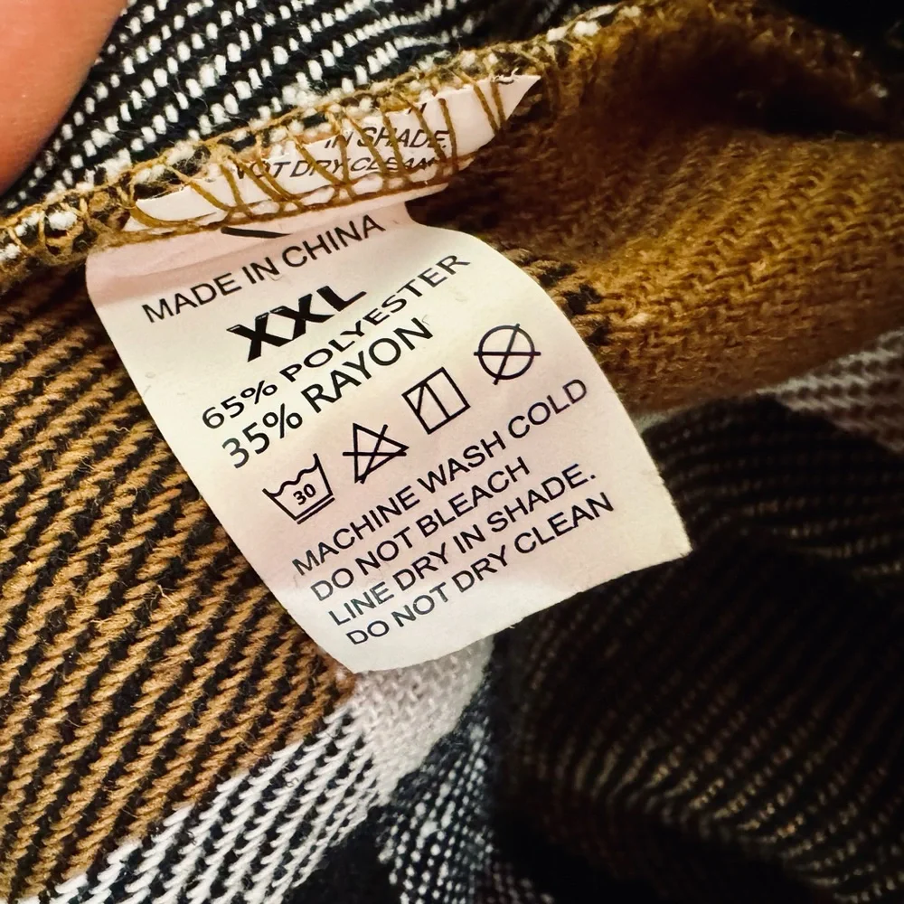 NWT Nine Britton Boyfriend Shacket Plaid Flannel Almond Brown Black SZ XL/XXL - Picture 13 of 16